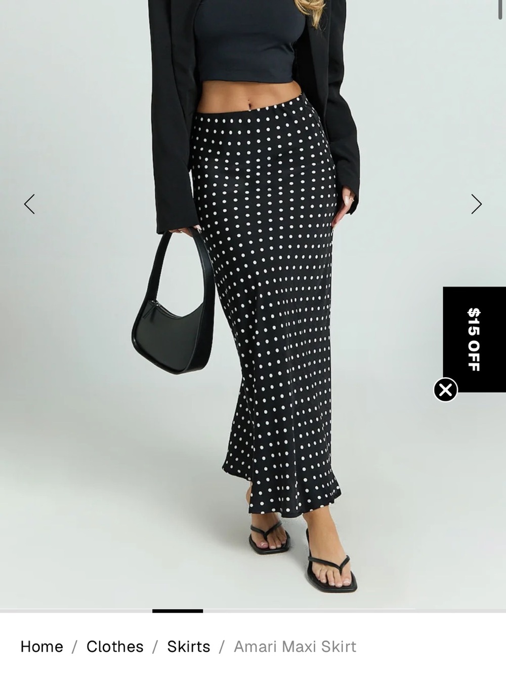Showpo Black Maxi Skirt with White Polka Dots